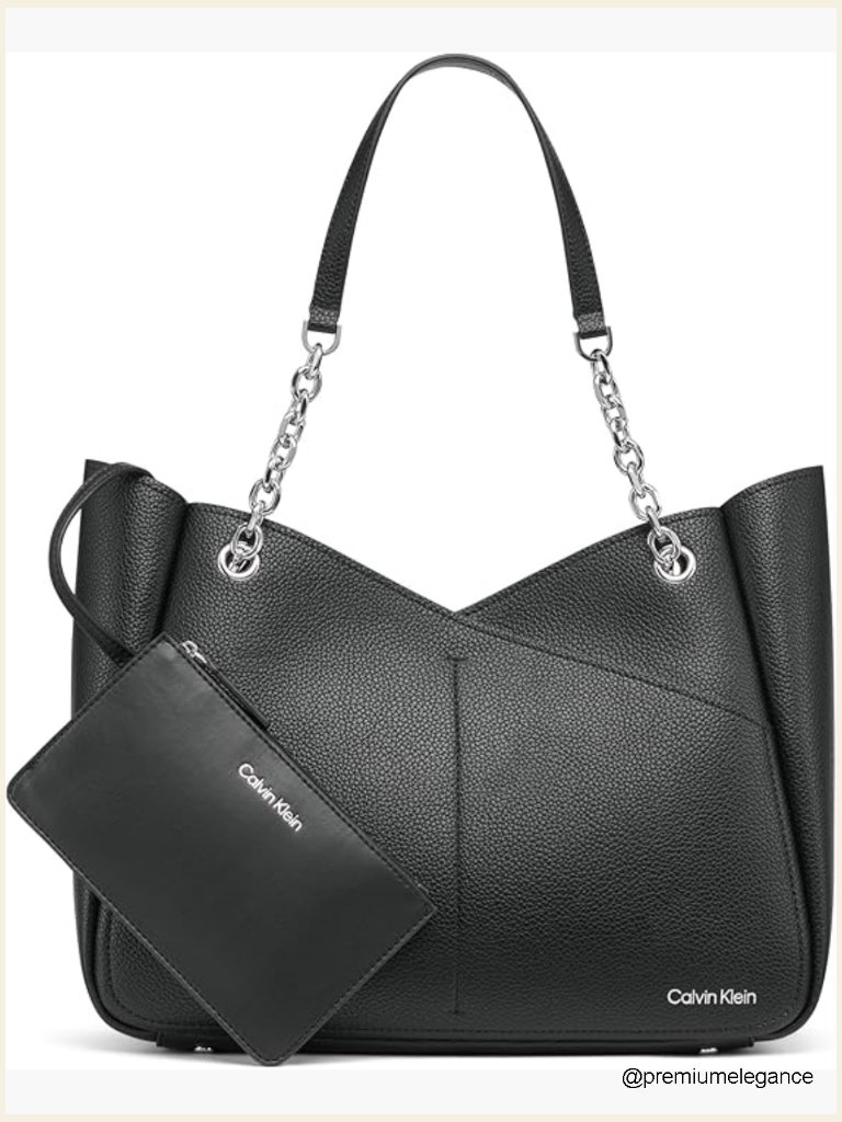 Zoe Chain Tote Satchel Handbag With Removable Pouch